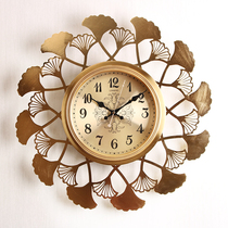 Light luxury American clock simple living room home fashion creative European mute quartz clock metal luxury art wall watch