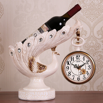 Ostyle Red Wine Rack Peacock Personality Art Seat Clock Living Room Decoration fashion house Pendulum Dining Room Desk Clock Sitting Watch