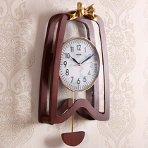 New Chinese hanging bell household decoration solid wood clock minimalist Personality Creative Pendulum Clock Silent Quartz Clock Personality Wall Clock