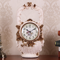 High-end European style seat clock pendulum piece clock home decoration table clock silent quartz clock Fashion creative living room desktop clock