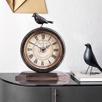 European style retro clock living room creative desktop clock ornaments clock old sitting clock desktop pendulum clock home clock