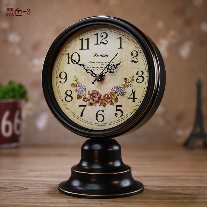 Desktop antique American muted seat clock home living room clock Eurostyle desktop bedside desk small watch swing piece