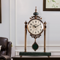 American retro clock seat clock Creative pendulum clock Fashion European-style living-room metal desk bell bedroom mute sitting clock