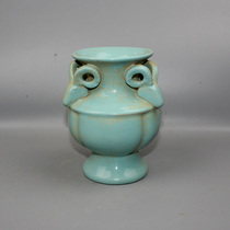 Song Ru Kiln Three-Head Revered Bottle Imitation Ancient Porcelain Five Famous Kilns Ancient Play Antique Collection Pendulum Pieces Ancient Porcelain Home Furnishing