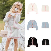 Milk Dads Home Spot Angels Face New Girl Splicing Small Scent Wind Jacket Half Skirt 3S