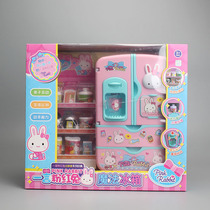 One word Pink Rabbit Kitchen washing machine refrigerator shopping cart girl mini simulation house toy set series