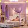 Decorative curtain Living room door curtain Hanging shading Pink romantic pendant Hanging ceiling hanging curtain with silver crystal beads Door curtain