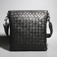 Men's casual crossbody bag 2024 new style messenger bag for men trendy fashion shoulder bag genuine leather woven men's bag