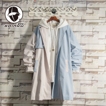 soinku2021 new English style Ruffian handsome long trench coat coat mens spring and autumn trend handsome casual coat