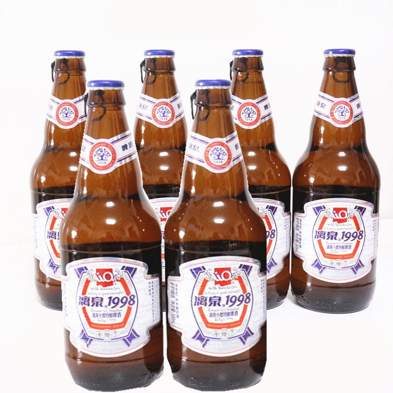 Guangxi Guilin specialty 8 degrees Liquan beer 500mlx6 bottles of small special brewed 1998 environmental protection commemorative yellow beer