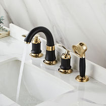 Europlatinum Black Gold Split Tap Copper Body Surface Basin Washbasin Three Holes Four Pieces Of Hot And Cold Water Mixing Valve Accessories