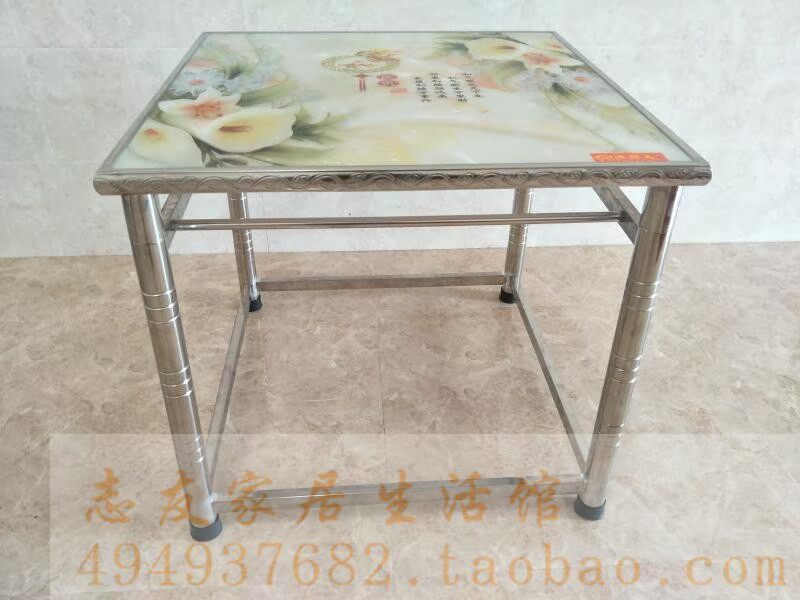 Có thể tháo rời đơn giản 80cm thép không gỉ vuông bàn rang khung lửa kính cường lực bàn ăn viết bàn nướng lửa không gấp - Bàn bàn ăn thông minh gấp gọn