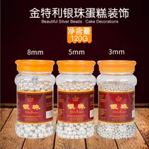 Kintelli Silver Beaded Sugar Cake Biscuits West Point Decorative Sugar Small Medium Large Silver Pearl Sugar 120g