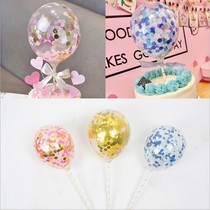 Shiny slice transparent 5 inch balloon party birthday cake plug-in dessert table cake plug balloon decoration ornaments