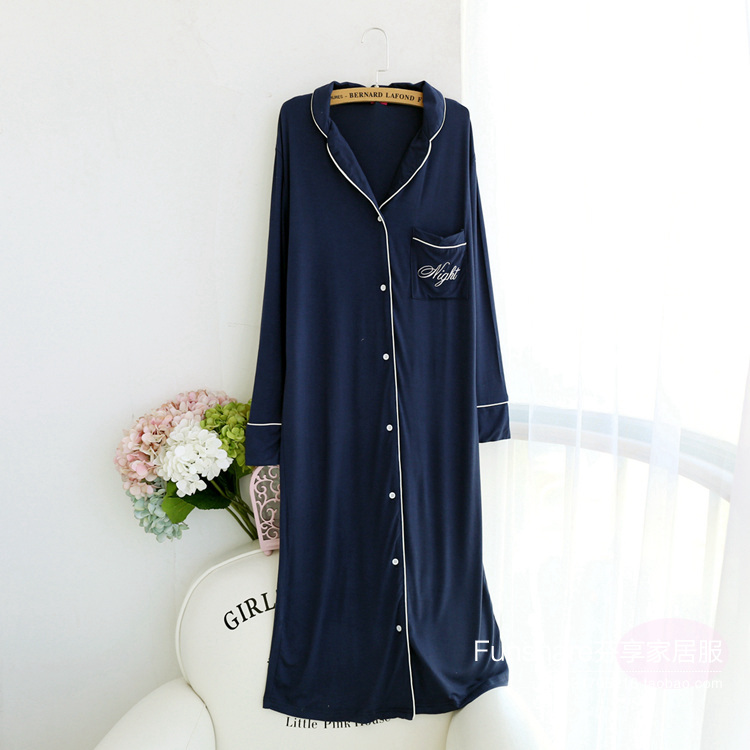 Đặc biệt hàng ngày slim home dịch vụ phương thức dài cardigan nightdress robe woman mùa xuân và mùa thu Châu Âu và Mỹ đơn giản đồ ngủ