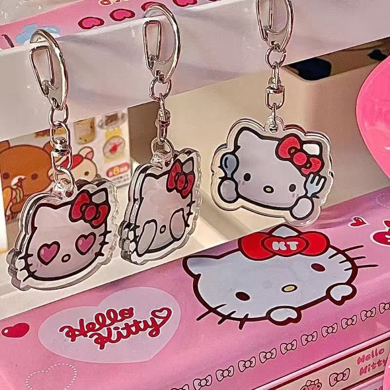 Hellokitty Hello Kitty Cartoon Cute School Bag Pendant Acrylic Keychain Personalized Gift Student Gift