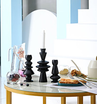 Nordic home decoration solid wood candlestick simple model room photo props living room home candlelight dinner ornaments