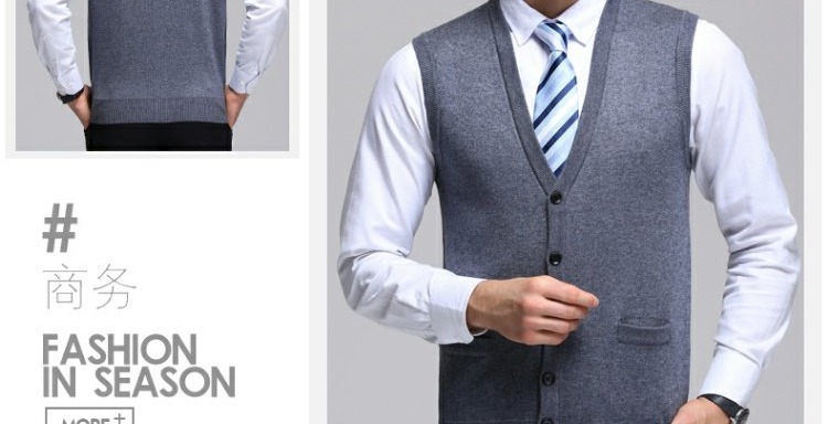 Áo len nam Berkron vest vest vest mùa xuân mới mùa thu và mùa đông cổ chữ V mỏng trẻ trung và áo len trung niên áo len cardigan nam