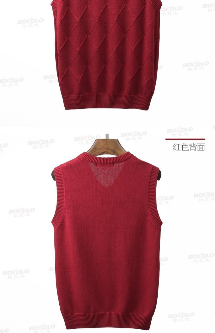 Áo len Berkron Áo thun cotton sợi nhỏ mùa xuân và mùa thu kinh doanh áo len giản dị cổ chữ V thanh niên áo khoác len dáng dài hàn quốc