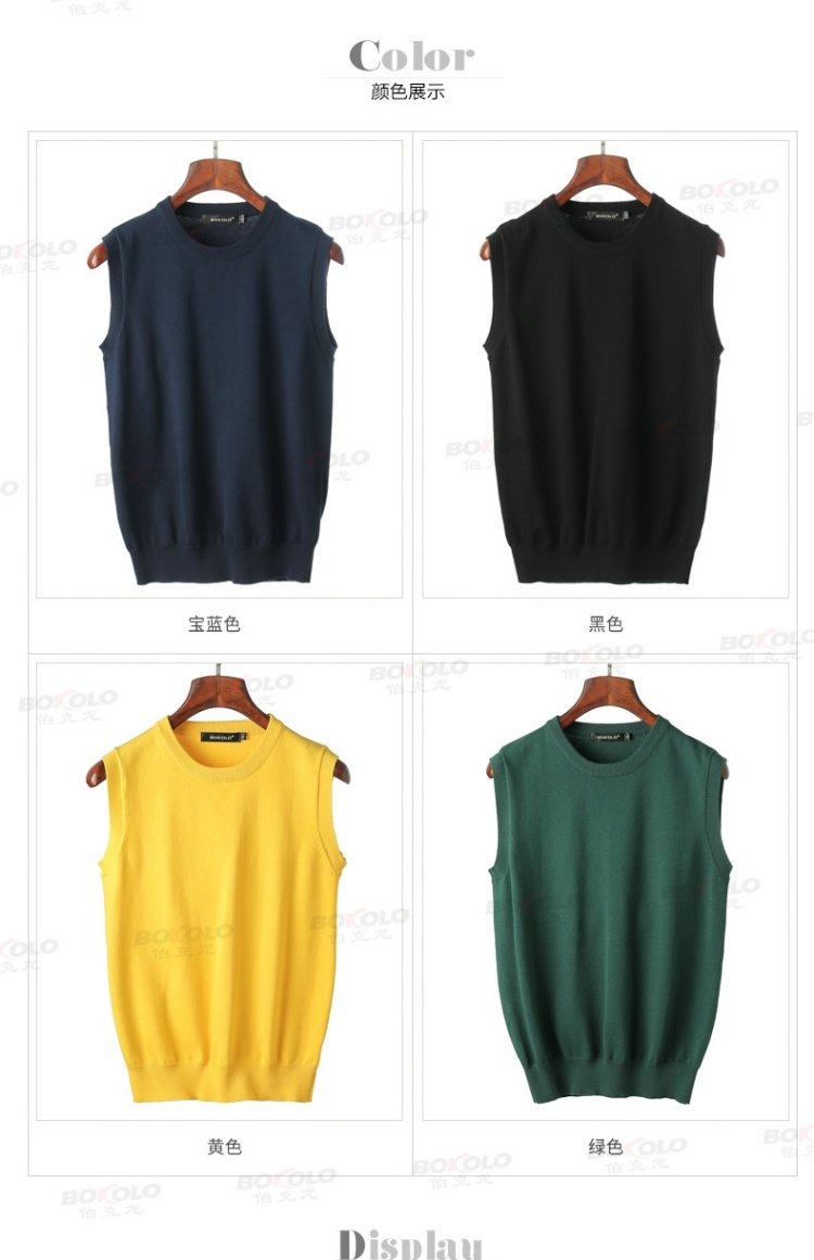 Áo len nam Berkron trở lại sợi cotton mùa xuân và mùa thu vest cổ tròn kinh doanh áo len nam giản dị đồ vest nam đẹp