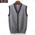 Berkron nam áo len vest vest cardigan mùa xuân và mùa thu V-Cổ thỏ thường nhung slim vest áo len Dệt kim Vest