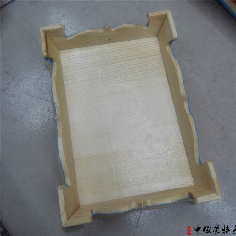 Mông Cổ khay gỗ tấm gỗ nướng toàn bộ món thịt cừu nướng sườn cừu nướng sườn cừu món ăn nhà hàng Mông Cổ bộ đồ ăn đặc biệt - Tấm khay gỗ chữ nhật