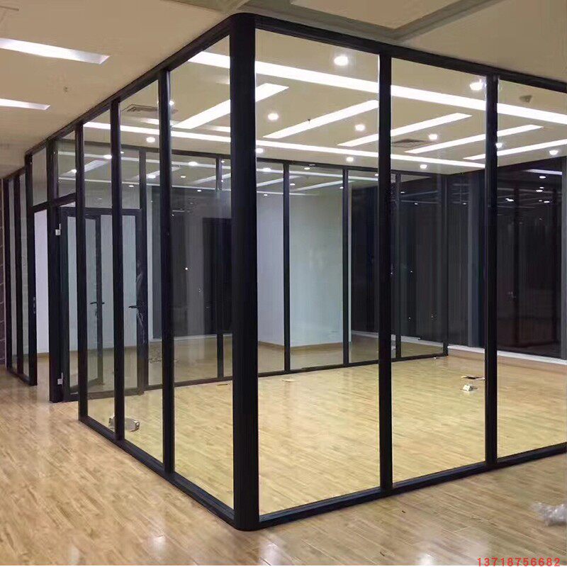 Customized office partition fixed tempered single and double transparent glass partition aluminum magnesium alloy hotel movable panel partition