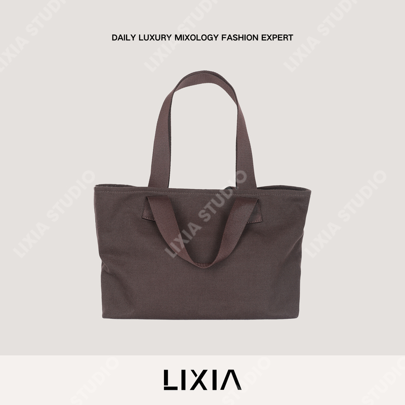 Lixia/丽霞【Casual Notes】Relaxed Canvas with Top-Layer Cowhide Leather Bag-In-Bag Oxford Bag-D20938