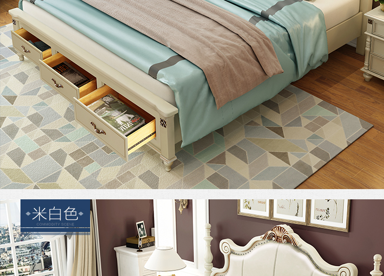giường gỗ Mỹ 1,8 m chúa giường ngủ giường ngủ Continental đúp phòng ngủ ánh sáng nhỏ gọn đơn giản châu Âu giường sang trọng giường giường hôn nhân - Giường giường 1m8