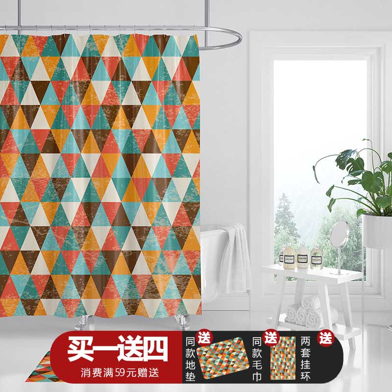 Retro Personality American Bath Curtain Thickened Water-resistant Polyester Fiber Partition Window Door Curtain curtain Dressing Room Toilet Curtain