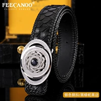 Серебряная пряжка из нержавеющей стали/черный питон/черный край