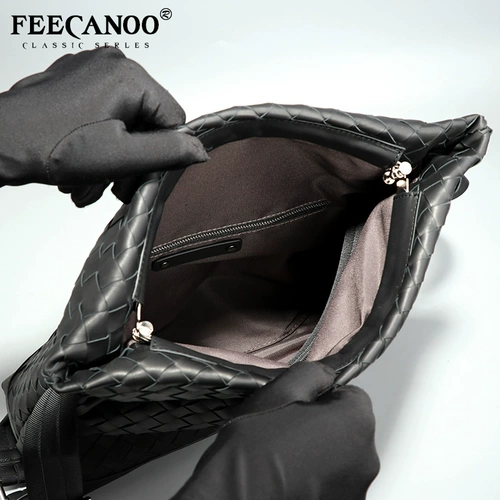 Кожаная плетеная сумка на одно плечо, складная сумка через плечо для отдыха, рюкзак