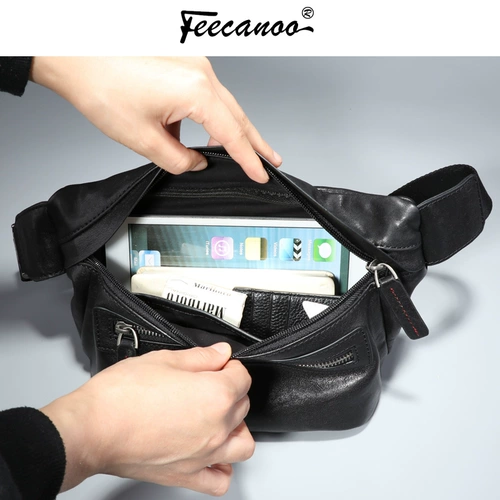 Мужская универсальная поясная сумка, кожаная спортивная сумка на одно плечо для отдыха, нагрудная сумка, из натуральной кожи, в корейском стиле