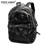 Ретро рюкзак, кожаный ноутбук для отдыха, вместительный и большой ранец, из натуральной кожи, в корейском стиле