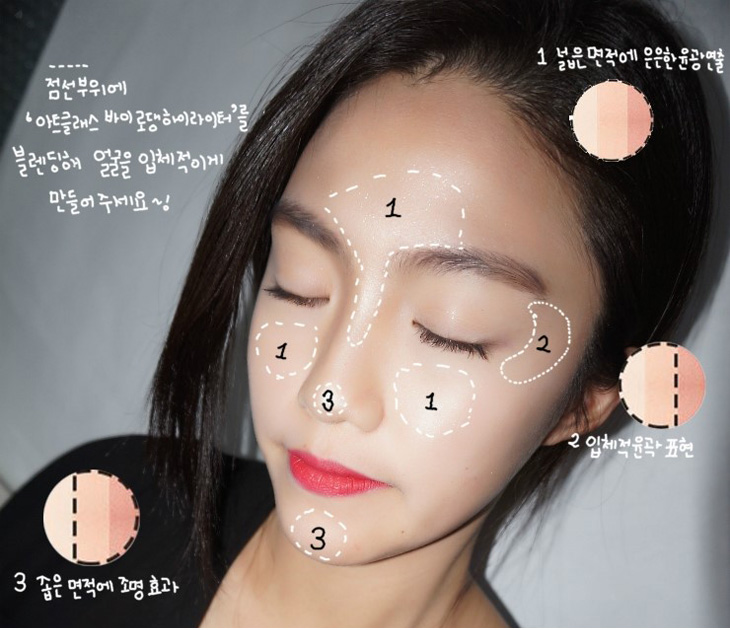 Quá mát mẻ cho nghệ thuật học đường ba màu năng lực sửa chữa bột bóng đĩa đĩa bóng mũi bóng tóc đánh khối mặt