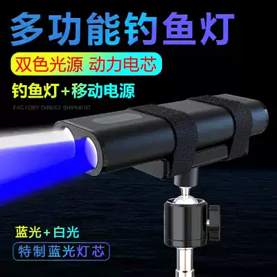 Double light source fishing Light Night Fishing light super bright light special blue white flashlight mobile charging small laser gun waterproof