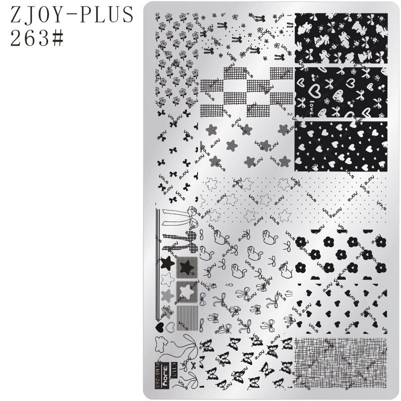 Plus-251-300 Nail Art Stamping Plate Transfer Template Chinese Style Background Cute Pattern Bowknot Stamping Plate