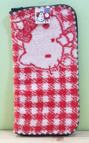 Japan Sanrio Sanrio Kitty Makeup Bag/Pencil Case - Towel Cloth Red