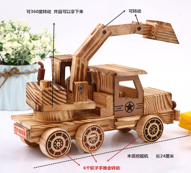 Đồ chơi bằng gỗ xe cứu hỏa bằng gỗ làm bằng tay trẻ em mô hình tĩnh máy xúc khủng long mua bán mô hình tĩnh