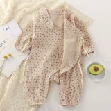 Детская летняя марлевая демисезонная осенняя хлопковая пижама для девочек для новорожденных, цветочный принт