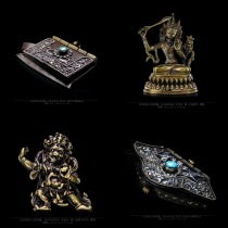 Fire sickle copper inlaid turquoise Nepal sewing box Tibetan Buddhism Manjusri Bodhisattva Vajra antique antique