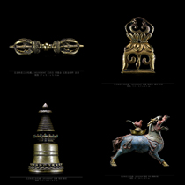 Naxis collection of antiques copper gilt gold five cobalt Vajra Pestle Tibetan seal pure copper covered pagoda unicorn incense burner