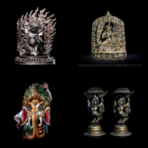 Copper gilt silver Vajra hand protection copper gilt gold Vajra double body like wooden elephant nose God of Wealth copper Dapeng bird candlestick