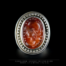Naxis pick sterling silver gilt red agate stone intaglio vintage antique warrior ring silver jewelry