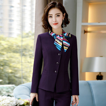 Hotel Front Desk Work Clothes Deep Purple Professional Suits Suit Women Cashier Catering Fire Pot Shop Attendant Tooling