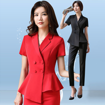 Summer thin section Double-row buckle Western suit Career suit asymmetrical small suit Jewelry Shop Goldshop Beauty Salon workwear