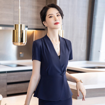 Short Sleeve Suit Woman Summer Slim Fit Jacket Jacket Jacket Blouse Hotel Front Desk Cosmetics Special Cabinet Workwear Professional Clothing