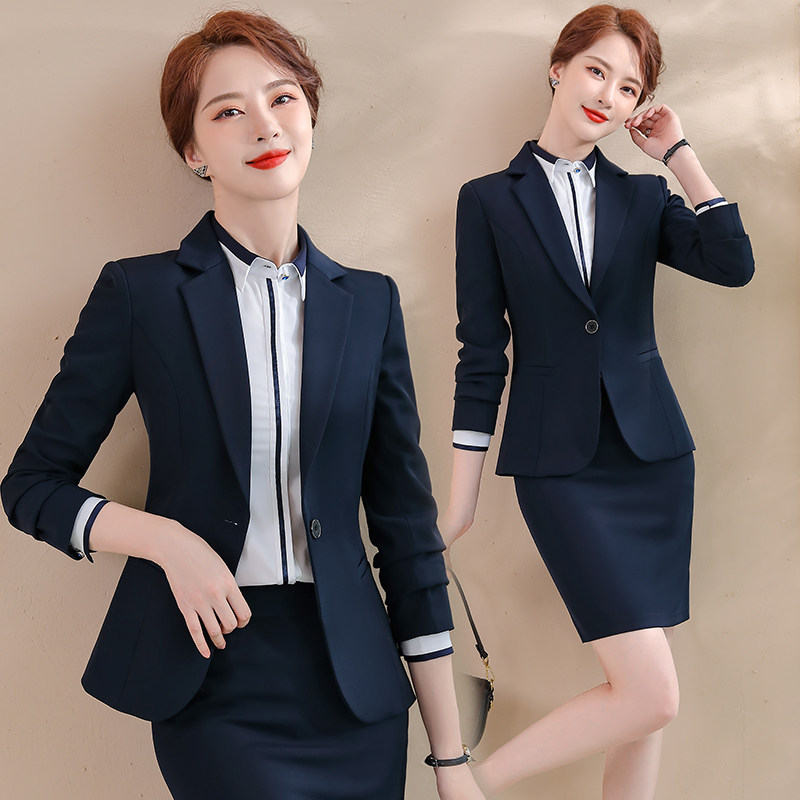 2021 new long-sleeved suit jacket pants two sets of business working clothes bank tooling financial insurance interview positive dress