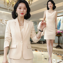 Goddess Fan professional suit suit suit female spring and autumn foreign atmosphere age thin high-end solid color suit two-piece formal suit