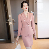 Advanced Design Sense Double-Row Buttoned Suit Suit Pink West Suit Jacket Dress Fashion Temperament Host Pro Forma